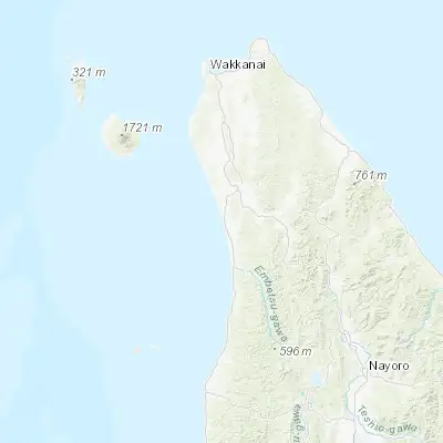 Map showing location of Teshio (44.879120, 141.741620)