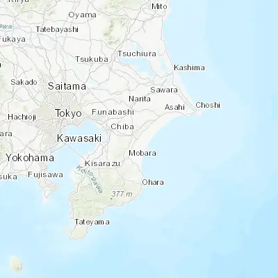 Map showing location of Tōgane (35.550000, 140.366670)