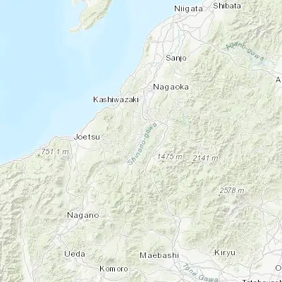 Map showing location of Tōkamachi (37.133330, 138.766670)