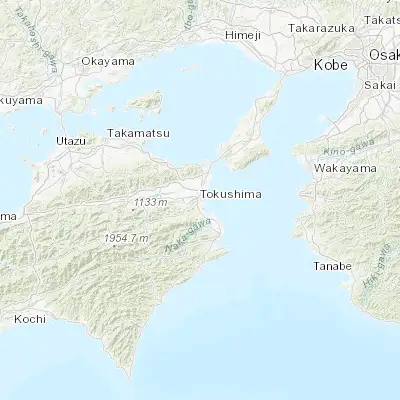 Map showing location of Tokushima (34.066670, 134.566670)