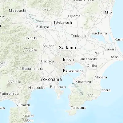 Map showing location of Tokyo (35.689500, 139.691710)