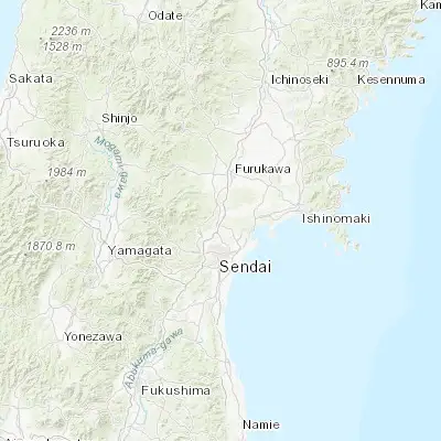 Map showing location of Tomiya (38.393060, 140.886110)