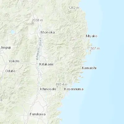 Map showing location of Tōno (39.316670, 141.533330)