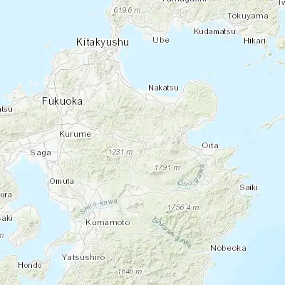 Map showing location of Tsukawaki (33.276680, 131.156280)