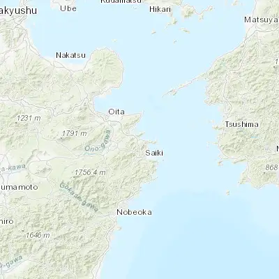 Map showing location of Tsukumiura (33.075390, 131.869070)