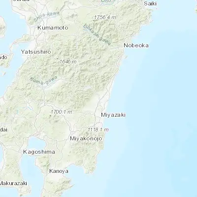 Map showing location of Tsuma (32.100000, 131.400000)
