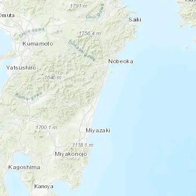 Map showing location of Tsunō (32.250000, 131.566670)