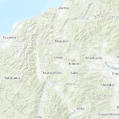 Map showing location of Ueda (36.402650, 138.281610)