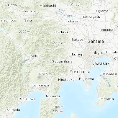 Map showing location of Uenohara (35.616670, 139.116670)