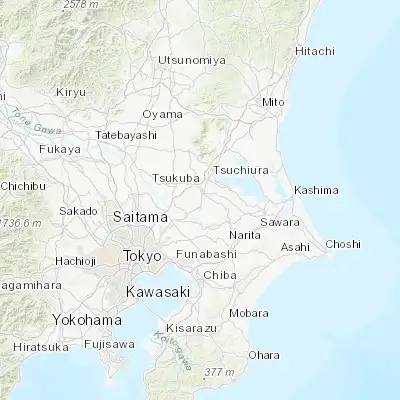 Map showing location of Ushiku (35.966670, 140.133330)