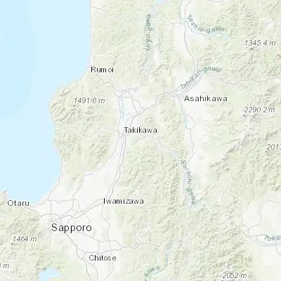 Map showing location of Utashinai (43.516670, 142.050000)