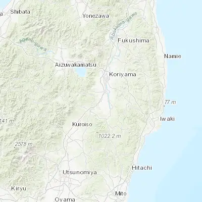 Map showing location of Yabuki (37.200000, 140.316670)