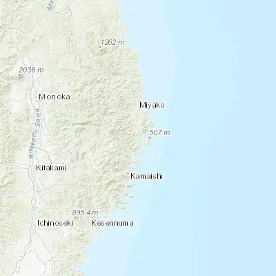 Map showing location of Yamada (39.466670, 141.950000)