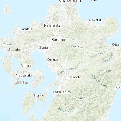 Map showing location of Yamaga (33.016670, 130.689110)
