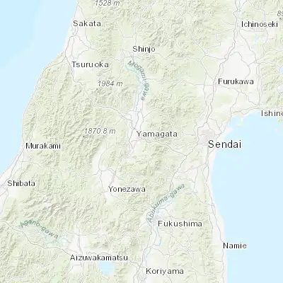 Map showing location of Yamagata (38.233330, 140.366670)
