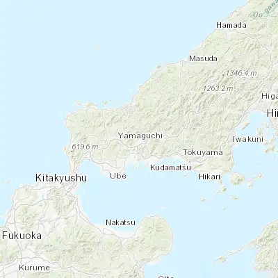 Map showing location of Yamaguchi (34.183330, 131.466670)