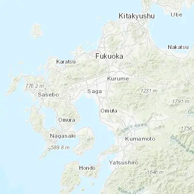Map showing location of Yanagawa (33.166670, 130.400000)