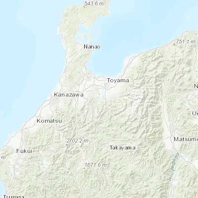 Map showing location of Yatsuomachi-higashikumisaka (36.566670, 137.133330)