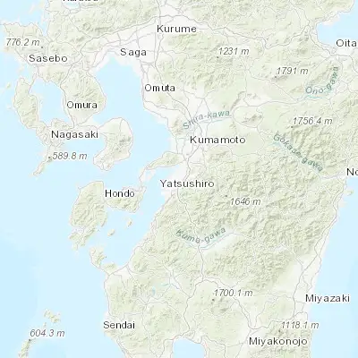 Map showing location of Yatsushiro (32.557230, 130.652850)