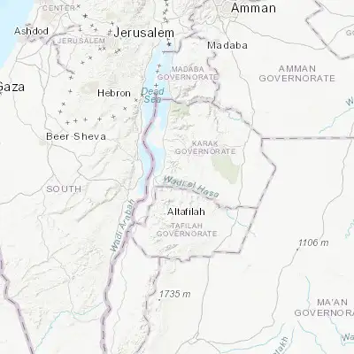 Map showing location of Al Khinzīrah (31.050560, 35.606060)