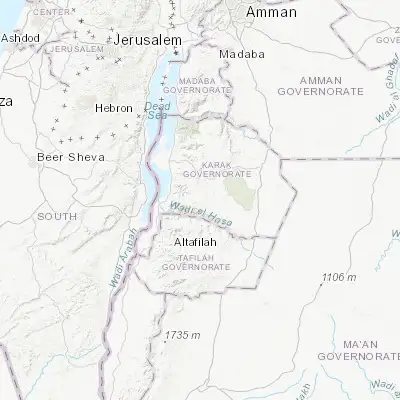 Map showing location of Al Mazār al Janūbī (31.067220, 35.694860)