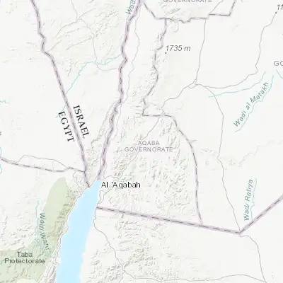 Map showing location of Al Quwayrah (29.800450, 35.311600)