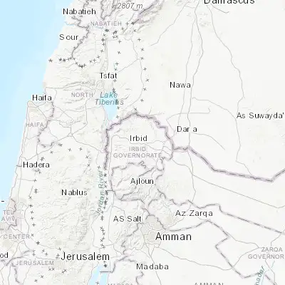Map showing location of Irbid (32.555560, 35.850000)
