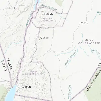 Map showing location of Ma'an (30.196240, 35.734050)