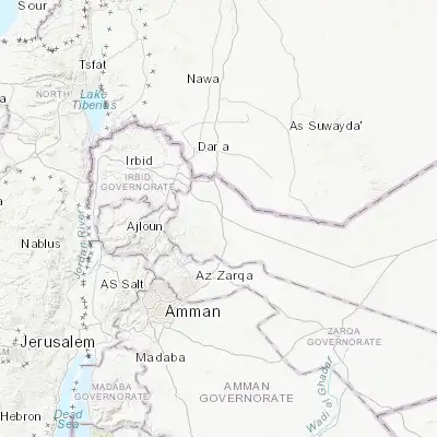 Map showing location of Mafraq (32.342890, 36.208040)