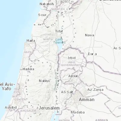 Map showing location of Waqqāş (32.542140, 35.605080)