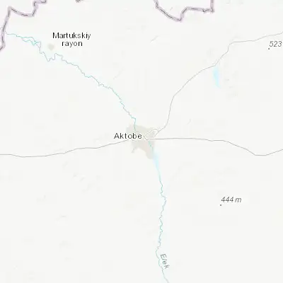 Map showing location of Aktobe (50.279690, 57.207180)