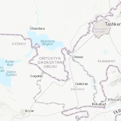 Map showing location of Atakent (40.847820, 68.506430)