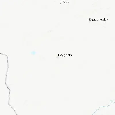 Map showing location of Bayganin (48.689750, 55.875120)