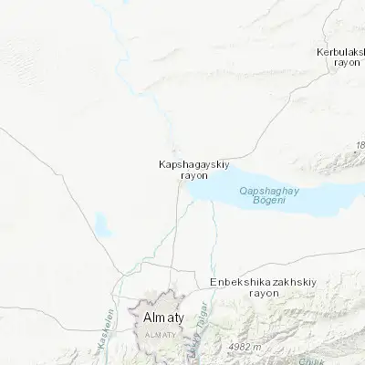 Map showing location of Kapshagay (43.866810, 77.063040)