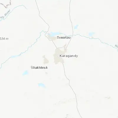 Map showing location of Karagandy (49.801870, 73.102110)
