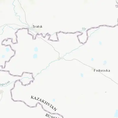 Map showing location of Komsomolets (53.750190, 62.058400)