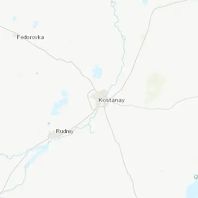 Map showing location of Kostanay (53.214350, 63.624630)