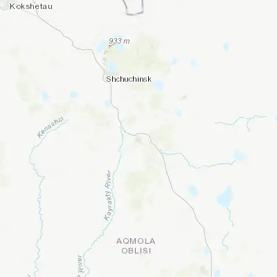 Map showing location of Makinsk (52.632900, 70.419110)