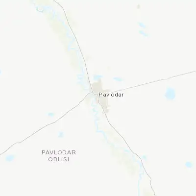 Map showing location of Pavlodar (52.283330, 76.966670)