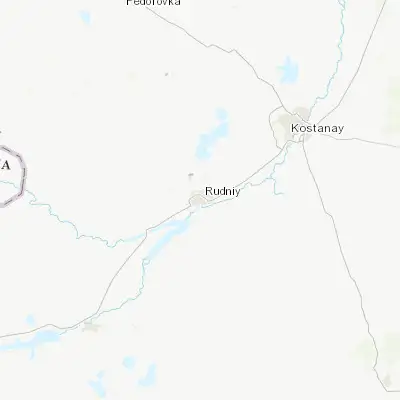 Map showing location of Rudnyy (52.972440, 63.110550)
