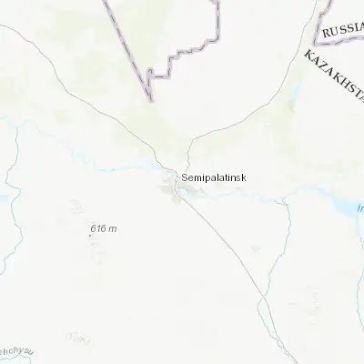 Map showing location of Semey (50.426750, 80.266690)