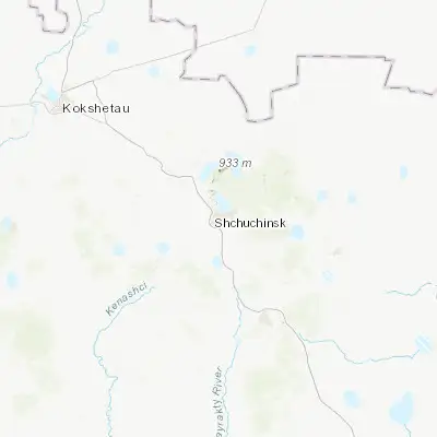 Map showing location of Shchuchinsk (52.935920, 70.188950)