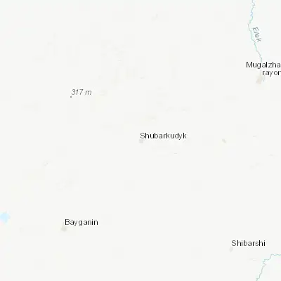 Map showing location of Shubarkuduk (49.143910, 56.481960)