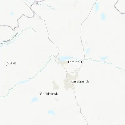 Map showing location of Temirtau (50.054940, 72.964640)