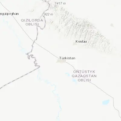Map showing location of Turkestan (43.297330, 68.251750)