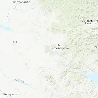 Map showing location of Ust-Kamenogorsk (49.971430, 82.605860)