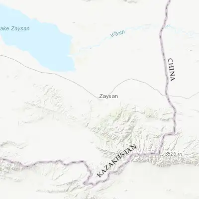 Map showing location of Zaysan (47.466570, 84.871440)