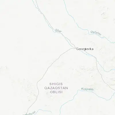 Map showing location of Zhalghyztobe (49.210940, 81.215960)