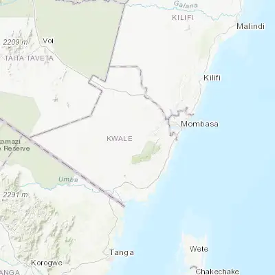 Map showing location of Kinango (-4.137230, 39.315280)