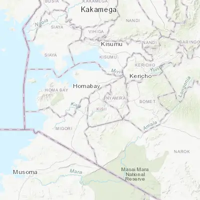 Map showing location of Kisii (-0.681740, 34.766660)